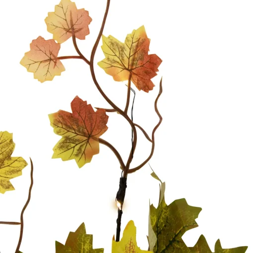Lighted Maple Leaves Fall Harvest Spray - 30" - Warm White
