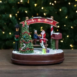 Lighted "Merry Christmas" Winter Scene with Music and a Turning Tree - 8"