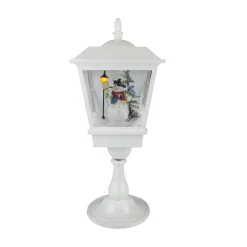 Lighted Musical Snowing Christmas Street Lamp with Snowman - 25.25"