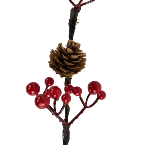 Lighted Pinecones and Berries Christmas Spray - 29" - Warm White