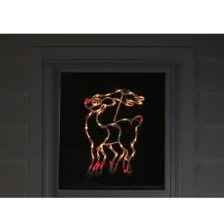Lighted Reindeer Christmas Window Silhouette - 18