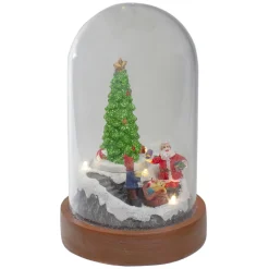 Lighted Santa and Christmas Tree Cloche Style Decoration - 7