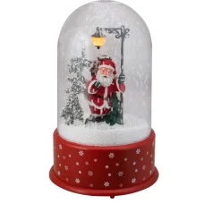 Lighted Santa with Street Light Snowing Christmas Globe - 11.75"