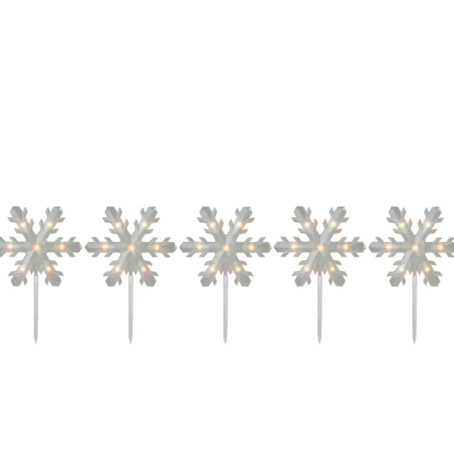 Lighted Snowflake Christmas Pathway Markers - 14.25" - 5ct