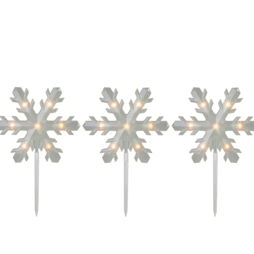 Lighted Snowflake Christmas Pathway Markers - 14.25" - 5ct
