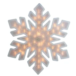 Lighted Snowflake Window Silhouette Christmas Decoration - 20" - Clear Lights