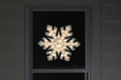 Lighted Snowflake Window Silhouette Christmas Decoration - 20" - Clear Lights