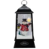 Lighted Snowman Christmas Lantern with Falling Snow - 13" - Black