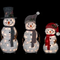 Lighted Snowman Family Outdoor Christmas Decoration - 39.5