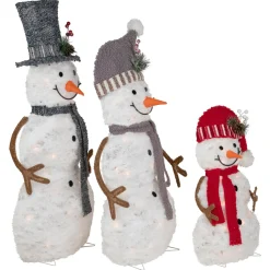 Lighted Snowman Family Outdoor Christmas Decoration - 39.5
