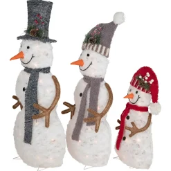 Lighted Snowman Family Outdoor Christmas Decoration - 39.5