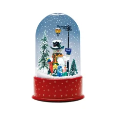 Lighted Snowman with Street Light Snowing Christmas Globe - 11.75