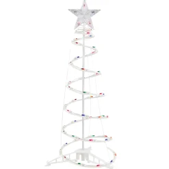 Lighted Spiral Cone Tree Outdoor Christmas Decoration - 3' - White - Multi Lights