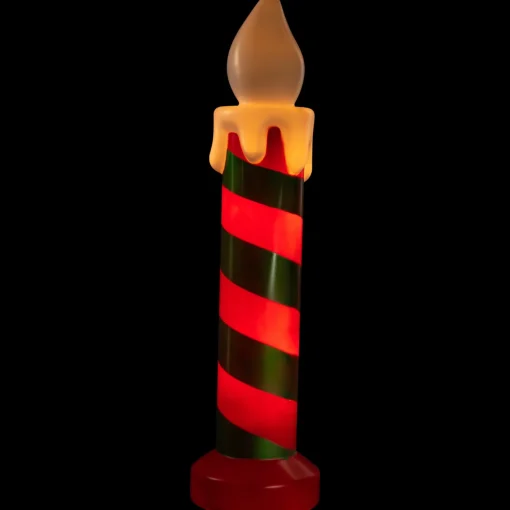 Lighted Striped Candle Blow Mold Outdoor Christmas Decoration - 40"