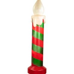 Lighted Striped Candle Blow Mold Outdoor Christmas Decoration - 40