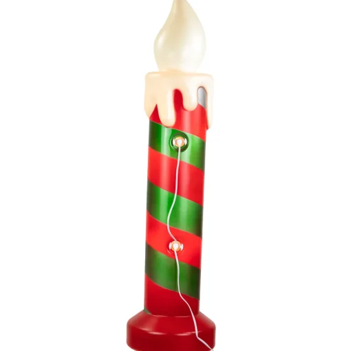 Lighted Striped Candle Blow Mold Outdoor Christmas Decoration - 40"