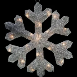 Lighted Tinsel Snowflake Christmas Window Decoration - 20