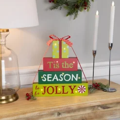 Lighted "Tis The Season To Be Jolly" Christmas Decoration - 11.75"