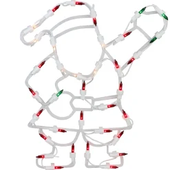 Lighted Waving Santa Christmas Window Silhouette - 13" - Multicolor Lights