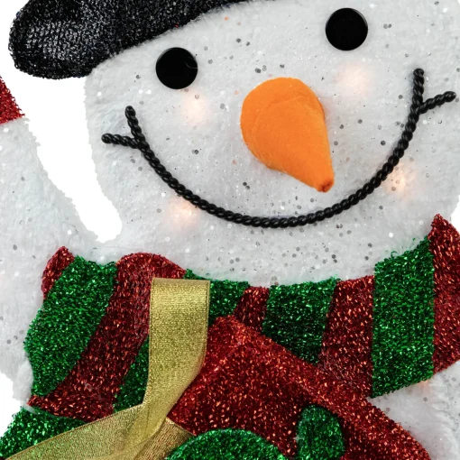 Lighted Waving Snowman Outdoor Christmas Decoration - 32" - Clear Lights