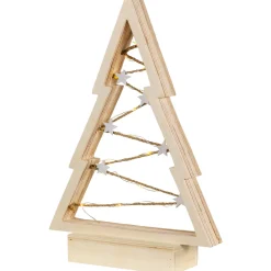 Lighted Wooden Christmas Tree with Stars Decoration - 11