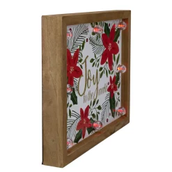 Lighted Wooden Frame Poinsettia "Joy to the World" Christmas Plaque - 11.75"