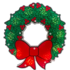 Lighted Wreath Window Silhouette Christmas Decoration - 11" - Clear Lights