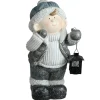 Little Boy Holding a Tea Light Lantern Christmas Figure - 18.5" - White and Gray