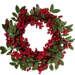 Lush Berry and Leaf Artificial Christmas Wreath, 18-Inch, Unlit
