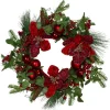 Magnolia and Red Berries Artificial Christmas Wreath - 22-Inch, Unlit