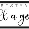 Merry Christmas To All and To All a Good Night 7.5" x 31.5" Framed Christmas Wall Decor Sign Poster in a Natural Wooden Frame with UV Acrylic