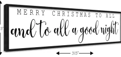 Merry Christmas To All and To All a Good Night 7.5" x 31.5" Framed Christmas Wall Decor Sign Poster in a Natural Wooden Frame with UV Acrylic