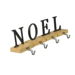 Metal Lettered "NOEL" Christmas Wooden Stocking Holders - 6" - Set of 4