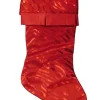 Metallic Red Zebra Stripe Animal Print Satin Christmas Holiday Stocking