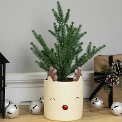 Mini Artificial Christmas Tree in Reindeer - 14.25" - Unlit