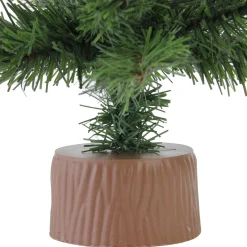 Mini Canadian Pine Medium Artificial Christmas Tree with Faux Wood Base - 18