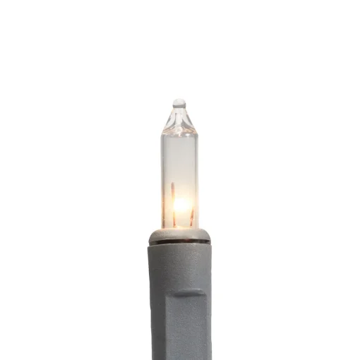Mini Christmas Commercial Light Set - Clear - 60' Gray Wire - 100ct