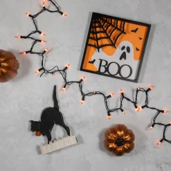 Mini Christmas Light Set - Orange - 20.25' Black Wire - 100ct