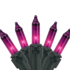 Mini Christmas Lights - Purple - 7' Black Wire - 35ct
