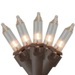 Mini Commercial Christmas Light Set - Clear - 300ct - 68' Brown Wire