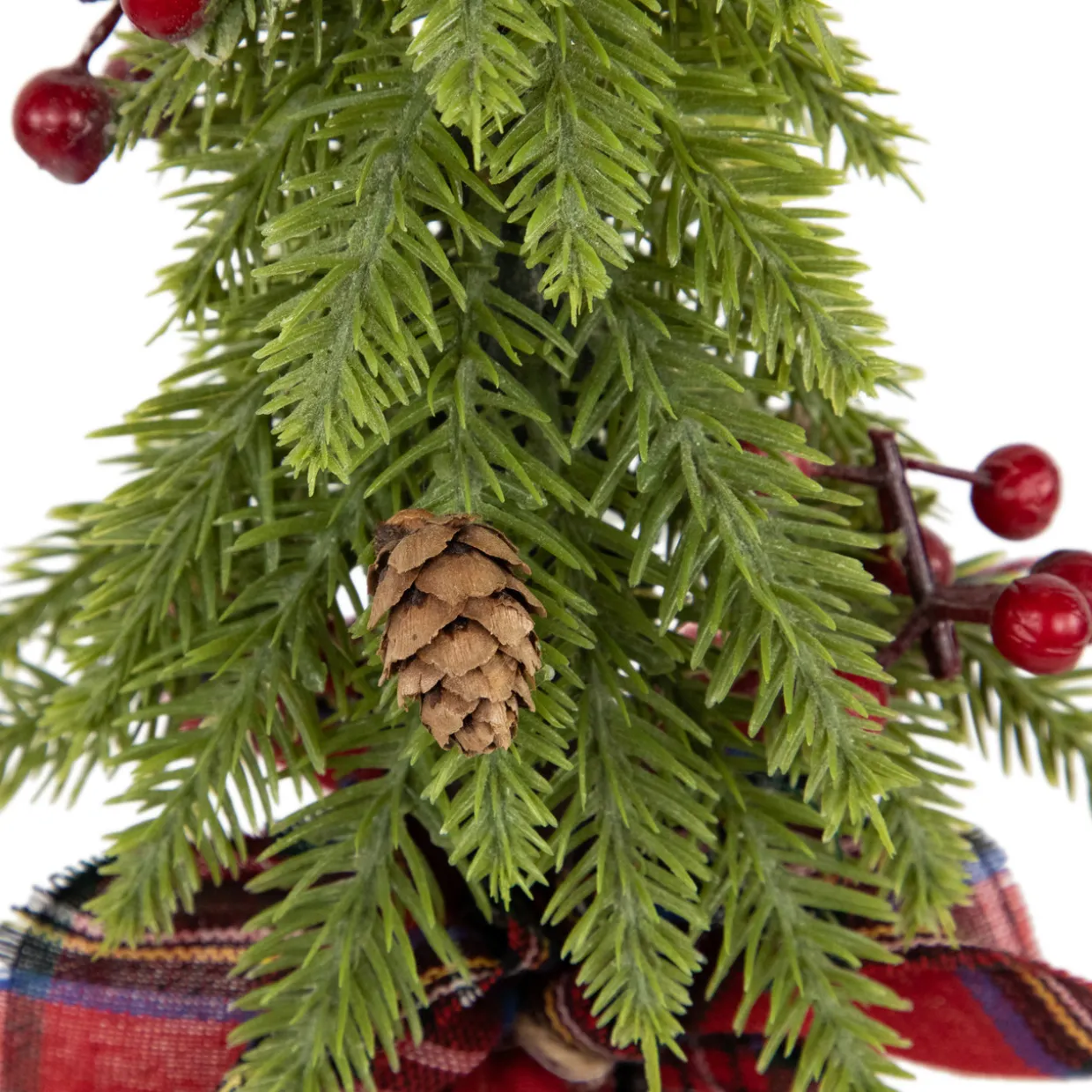 Mini Downswept Pine Artificial Christmas Trees with Pine Cones - 9" - Set of 3