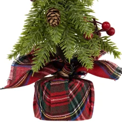 Mini Downswept Pine Artificial Christmas Trees with Pine Cones - 9