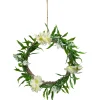 Mini Floral and Foliage Spring Wreath - 7" - Unlit - Green and White