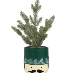 Mini Frosted Artificial Christmas Tree in Nutcracker Pot - 14.75" - Unlit