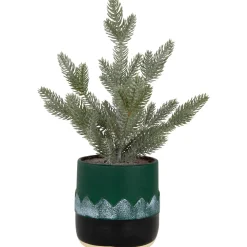 Mini Frosted Artificial Christmas Tree in Nutcracker Pot - 14.75