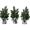 Mini Iced Pine Artificial Christmas Trees - 10" - Set of 3