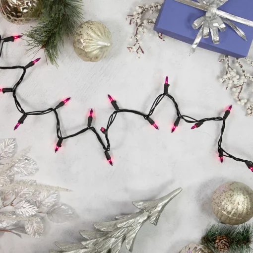 Mini Incandescent Christmas Light Set - Purple - 20.25' Black Wire - 100ct