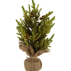 Mini Pine with Berries Artificial Christmas Tree in Burlap Base - 12" - Unlit