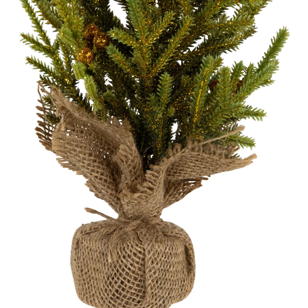 Mini Pine with Berries Artificial Christmas Tree in Burlap Base - 12" - Unlit