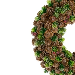 MIni Pinecone and Berries Frosted Christmas Wreath - 13